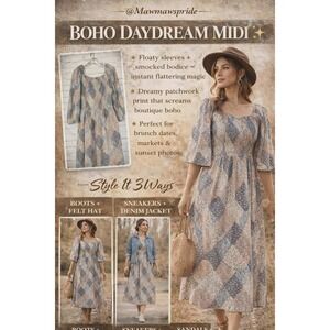 BOHO DAYDREAM MIDI  PAISLEY EARTHYONE Time and True XXXL 22 Smocked Midi Dress